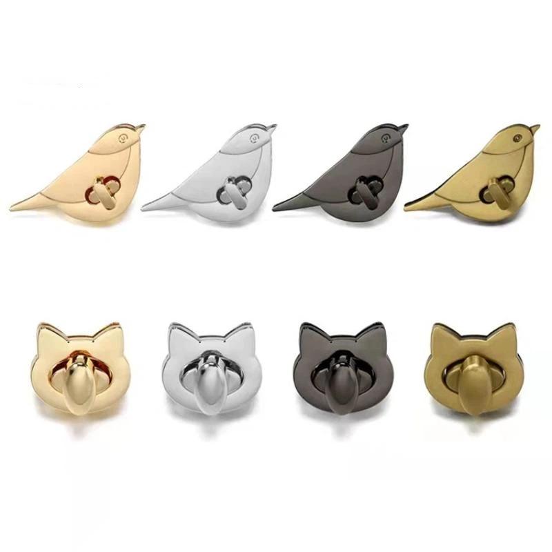 Leatherwork Hardware - ۞ かわいい猫/鳥の留め金具、金属製バッグ用ターンロック、DIYレザークラフト、ハンドバッグ、ショルダーバッグ、金具装飾アクセサリー