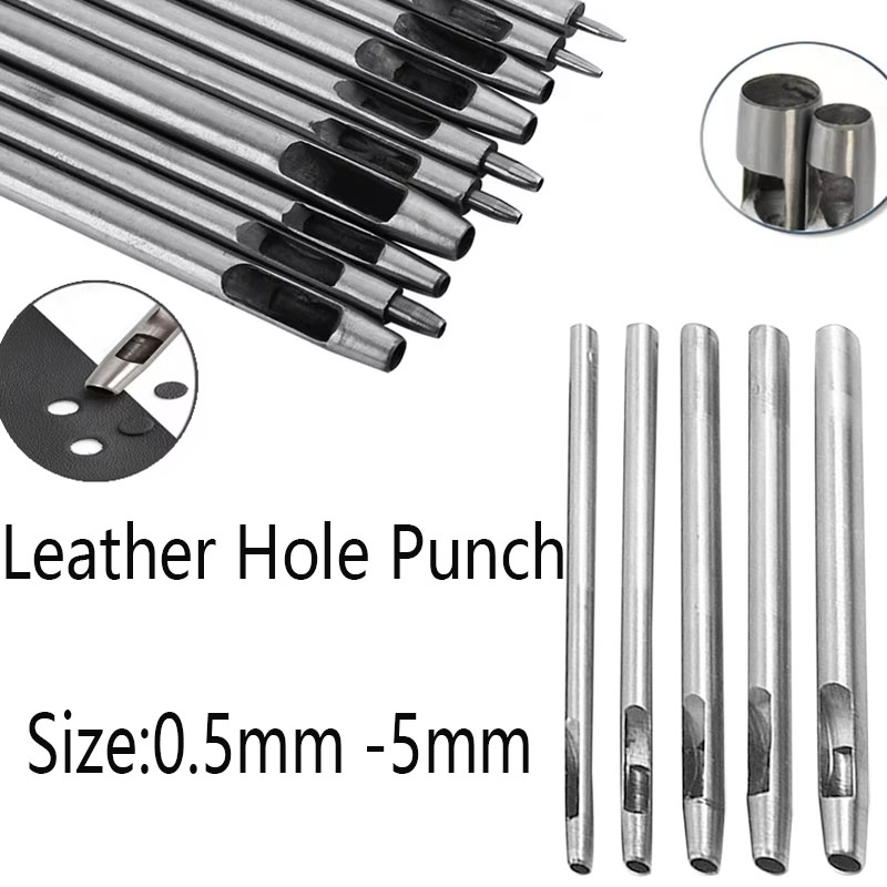 Leatherwork Hole Punch - 0.5-5mm レザーホールパンチツールセット 丸穴パンチ レザーベルトやその他のレザープロジェクト用の作業ツール