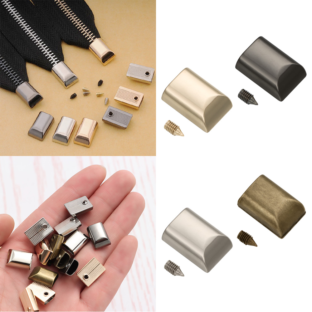 Leatherwork Hardware - 金属ジッパーストッパー,テールクリップ,ストップ式テールプラグヘッド,ネジ付き,革ハードウェア,革工芸品,10個