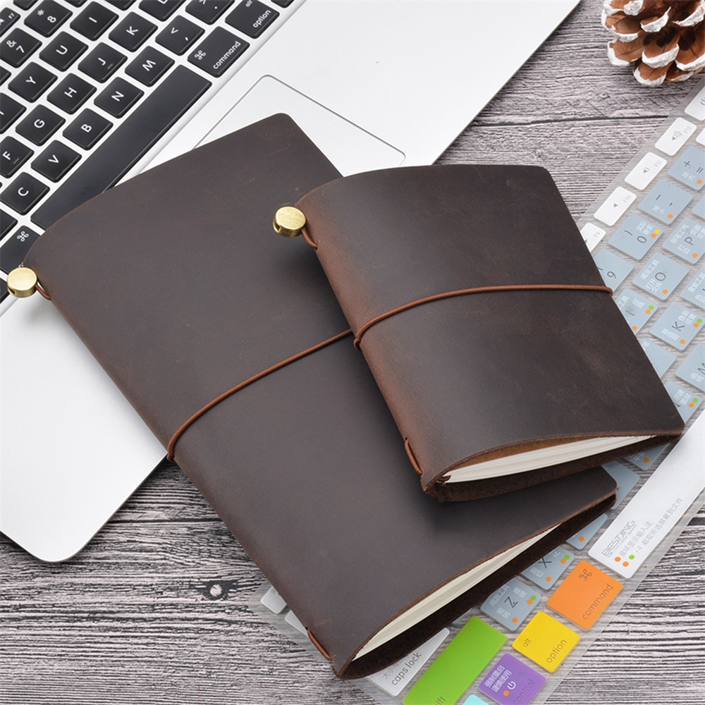 Leather Work Notebook - 本革トラベラーノート DIY ジャーナル 8 色レトロ日記ポータブル学校オフィス書籍クレイジーホースレザー