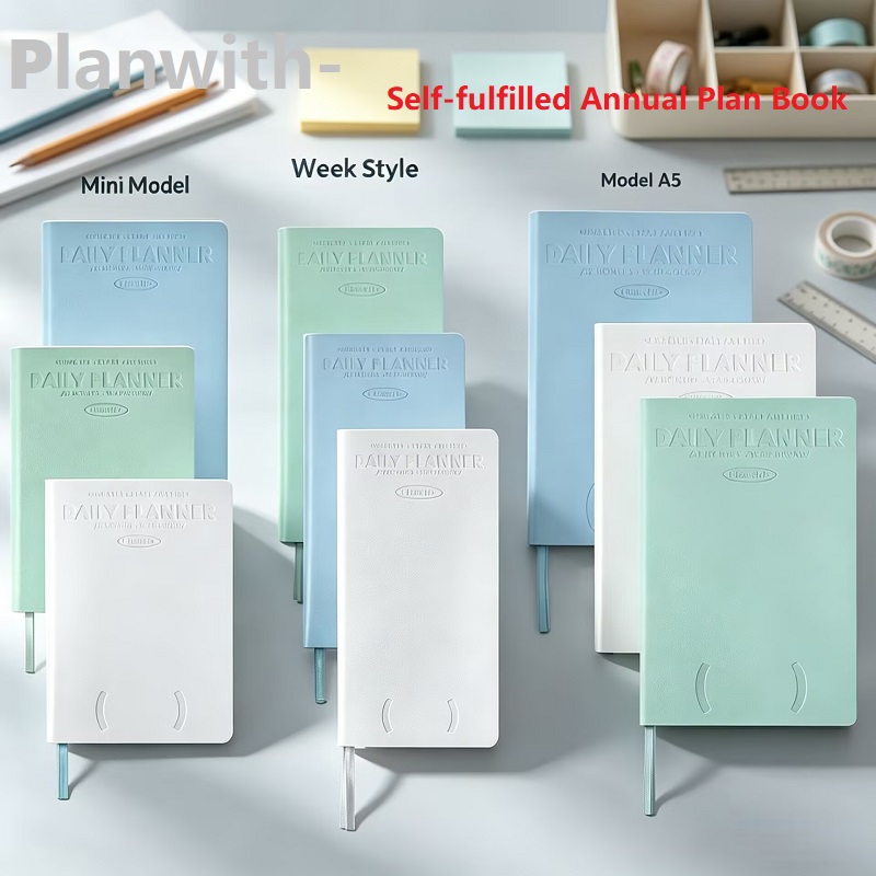 Leather Work Notebook - Planwith 自己日付付け年間プランナーノートブック ダイアリー ウィークリー デイリー To