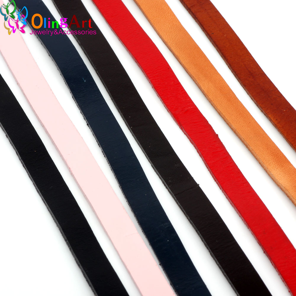 Leatherwork Diy - OlingArt 10*2 ミリメートル 1 ヤード/ロット複数のカラーフラットレザーロープ/コード DIY