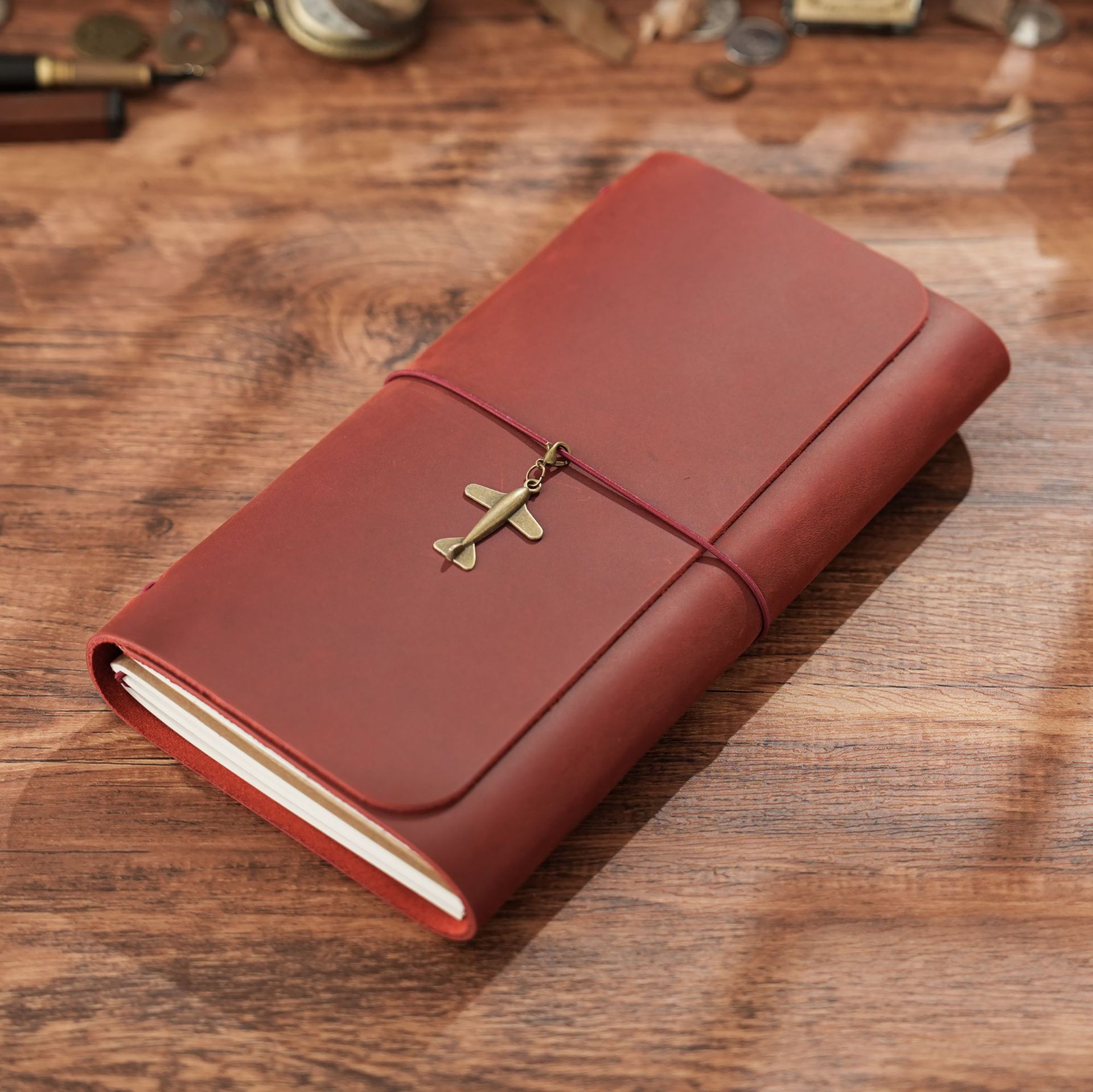 Leather Work Notebook - 新着トリプルフォールド TN トラベラーズノート本牛革ヴィンテージ日記ジャーナルクリエイティブメモ帳 22x12.5x3cm