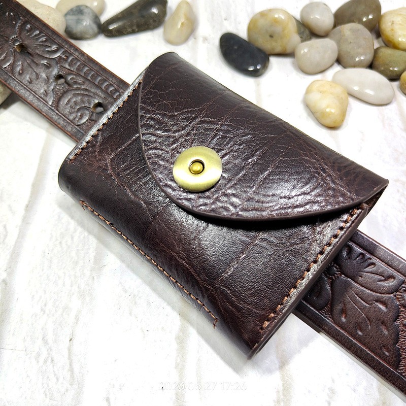 Leatherwork Fasteners - Blongk-男性用の小さな本革バッグ,カードホルダー,キーホルダー,財布,3618