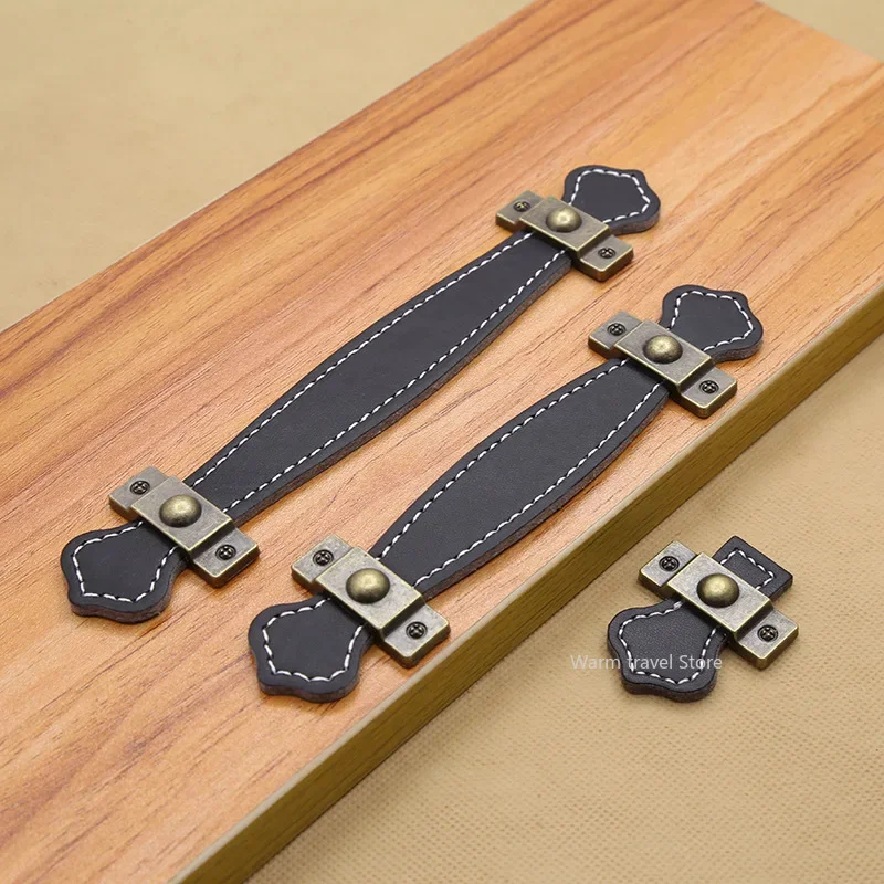 Leatherwork Hardware - 1 個革ハンドルバッグハンドル引き出しドアノブブラウンブラック家具ハンドルハードウェア装飾亜鉛合金キャビネットドレッサー