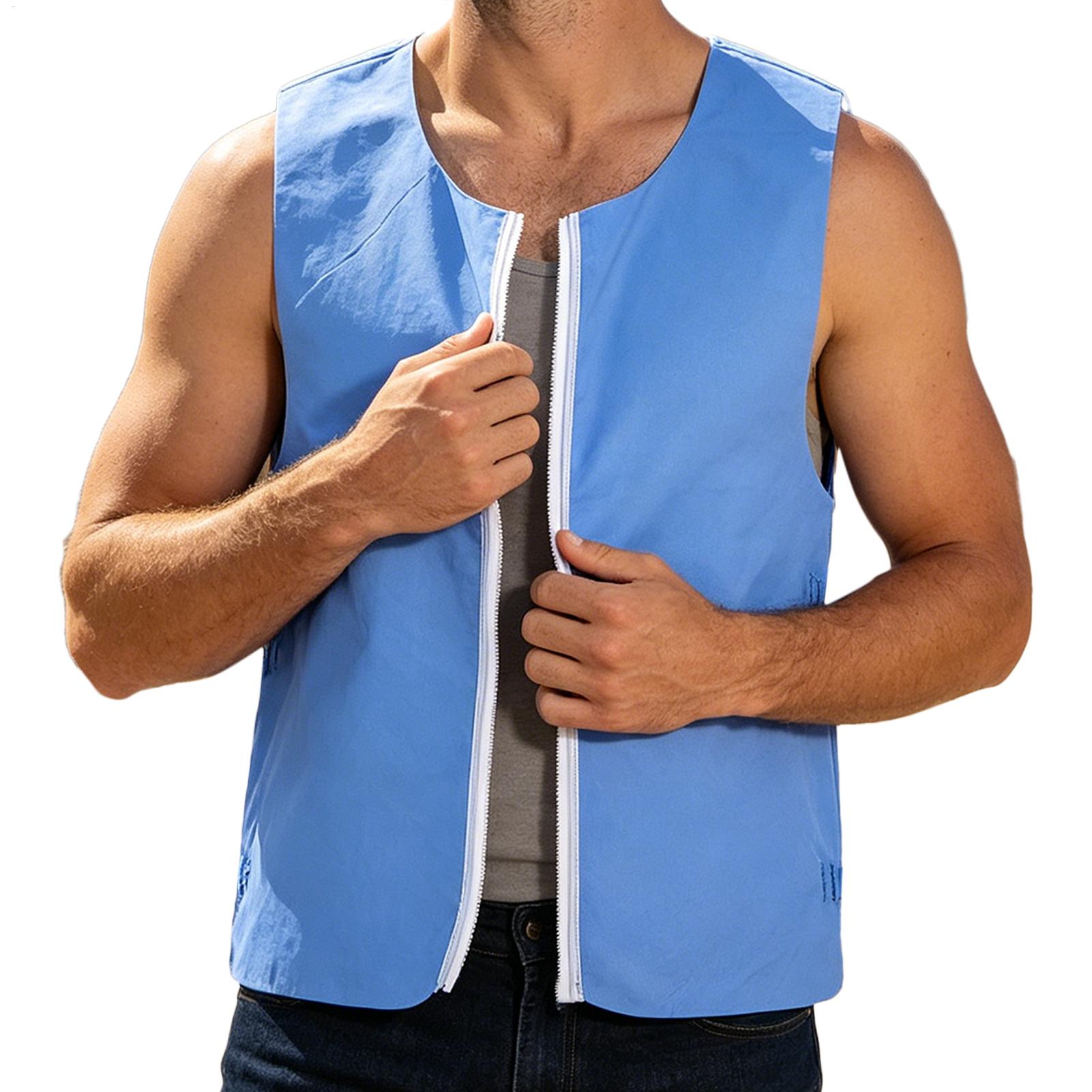 Leather Work Vest For Men - 冷却ベスト 再利用可能 長持ち オープンフロント 軽量 アウトドア用