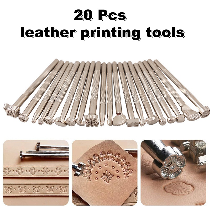 20個入り革刻印工具セット、革細工用サドル製作スタンプ、彫刻 - Leatherwork Tool Kit のレビューと価格