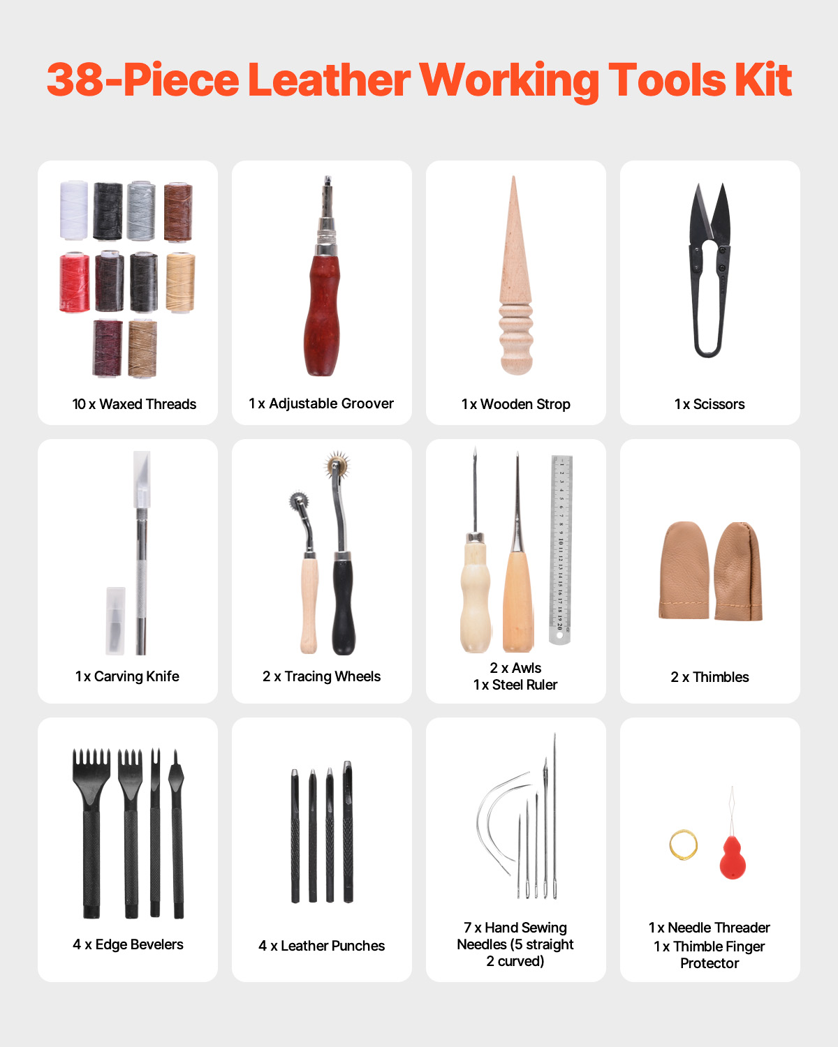 SucceBuy 38/59/61/72/92 個革作業ツー - Leatherwork Tool Kit のレビューと価格