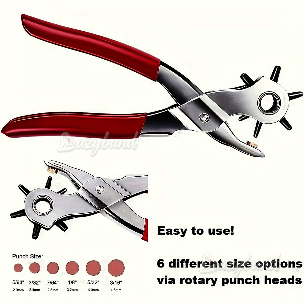 多機能レザーホールパンチ、革加工用、6サイズ回転式レザーベル - Leatherwork Hole Punch のレビューと価格