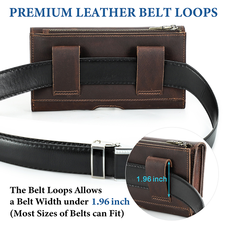 牛革の携帯電話バッグ,6.7インチ,カジュアルなウエストベル - Leatherwork Fasteners のレビューと価格