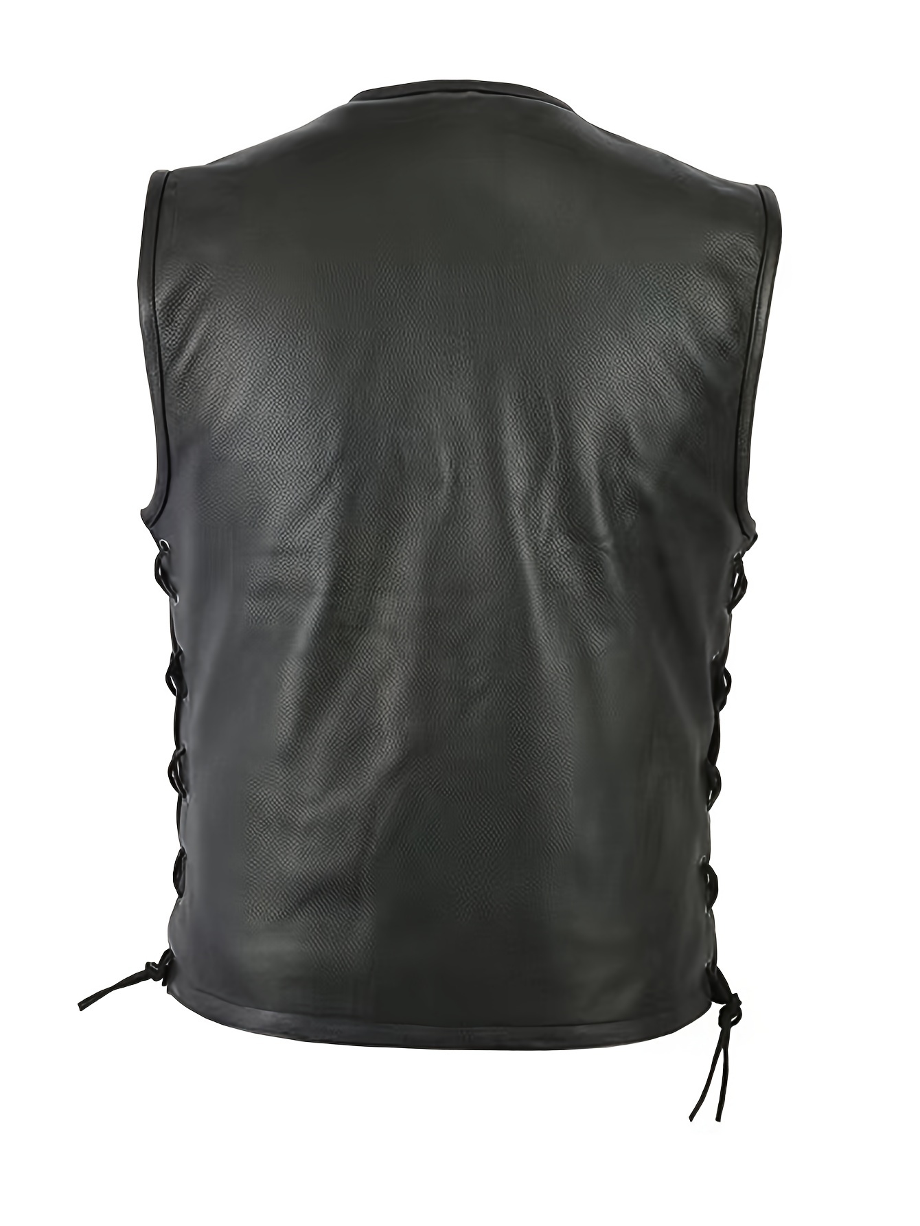 男性ソリッドカラーベストオートバイフリートパンクレザーベスト - Leather Work Vest For Men のレビューと価格
