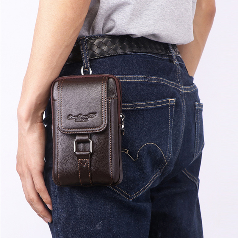 男性用本革ファニーパック,携帯電話ケース,ウエスト,カジュア - Leatherwork Fasteners のレビューと価格