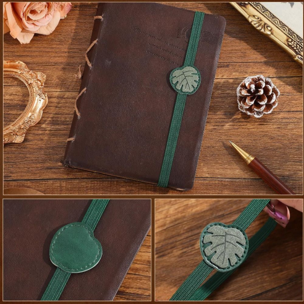 ヴィンテージ弾性バンドレザーブックマーク紛失防止多用途 PU - Leather Work Notebook のレビューと価格