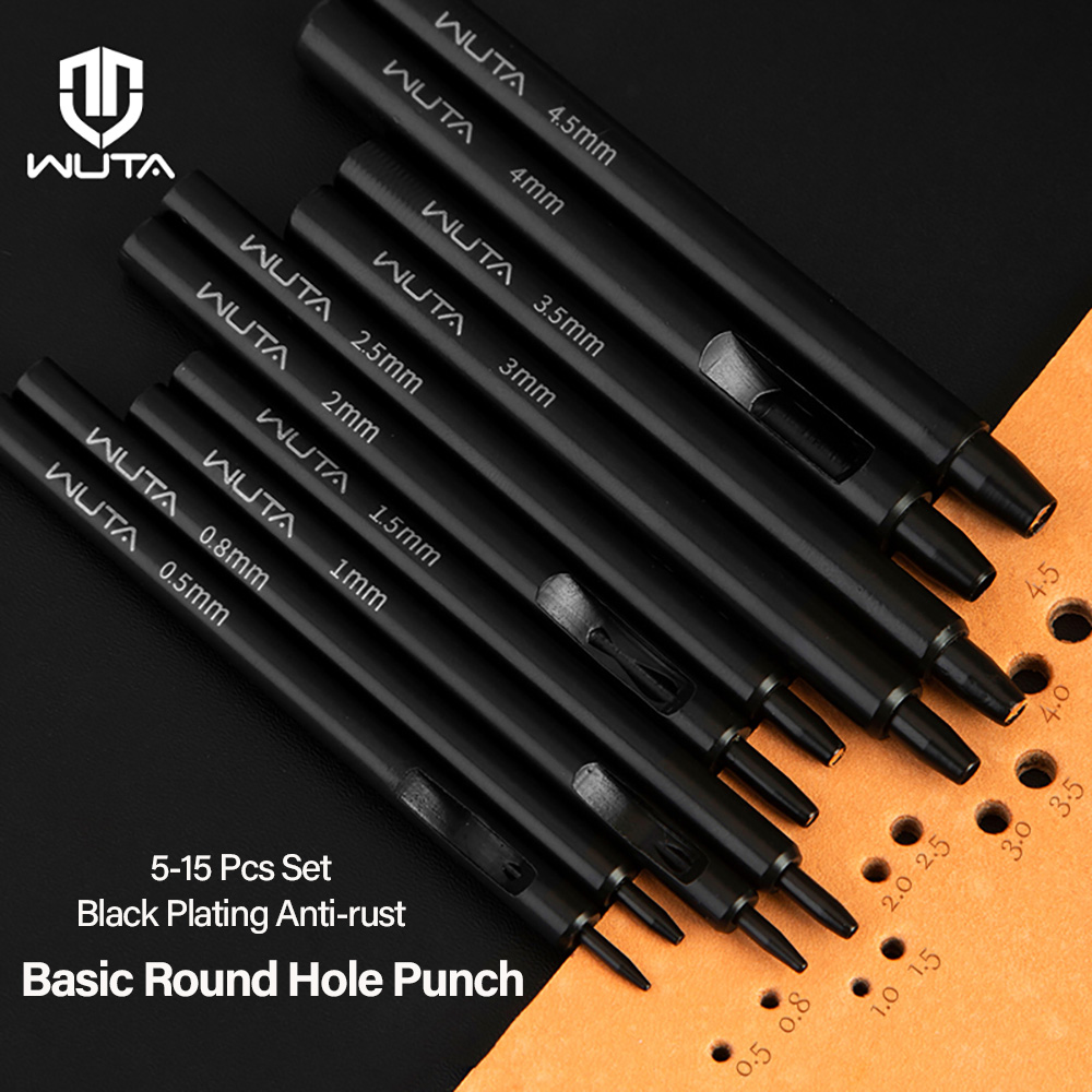 WUTA 5-15個入り基礎シリーズ黒丸穴パンチ 防錆ブラッ - Leatherwork Hole Punch のレビューと価格