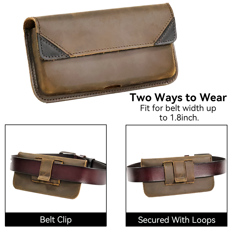 男性用本革ベルト付きバッグ,フラップケース,カジュアル,ベル - Leatherwork Fasteners のレビューと価格