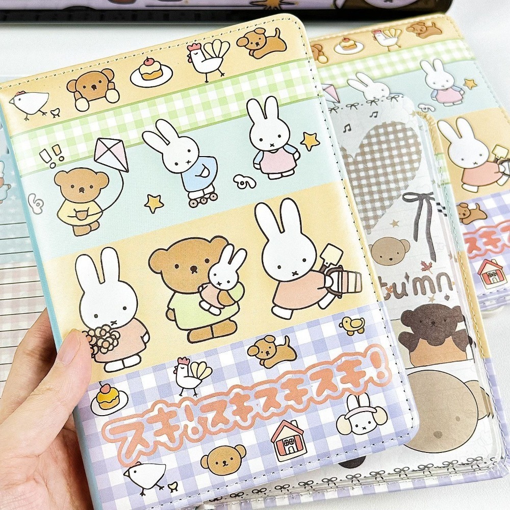 ミッフィーウサギのコラージュノートブックかわいい塗装レザーカ - Leather Work Notebook のレビューと価格