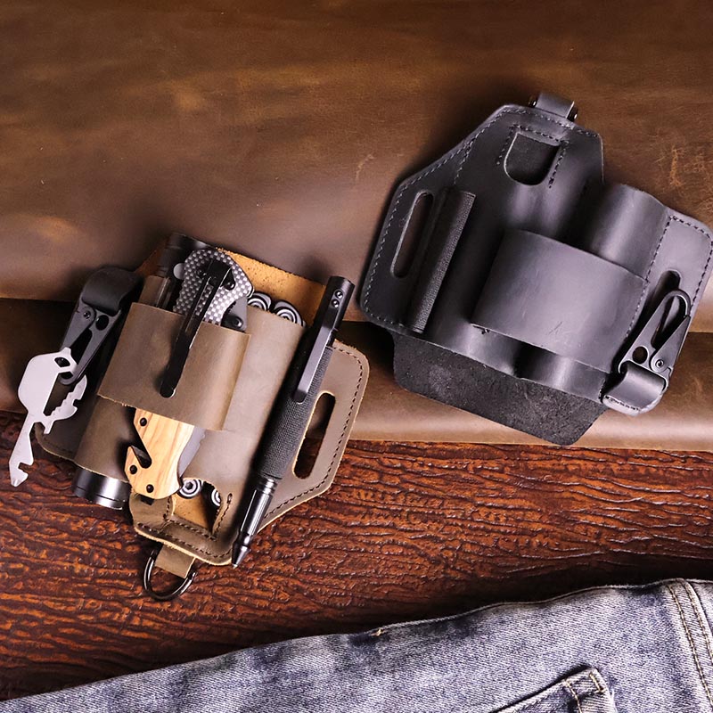本革のタクティカルファニーパック,屋外作業用ウエストベルトバ - Leatherwork Knife Sheath のレビューと価格
