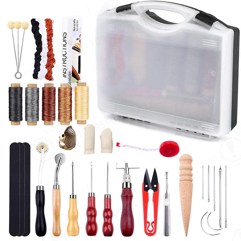 DIYレザークラフト手縫いツールキット基本革細工セット プリ - Leatherwork Tool Kit のレビューと価格