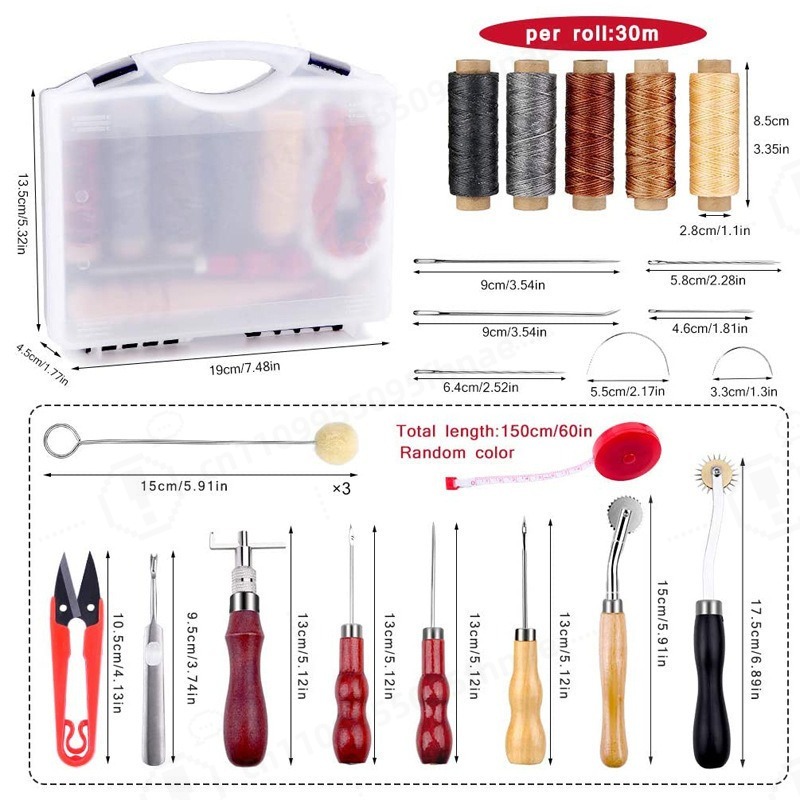 DIYレザークラフト手縫いツールキット基本革細工セット プリ - Leatherwork Tool Kit のレビューと価格