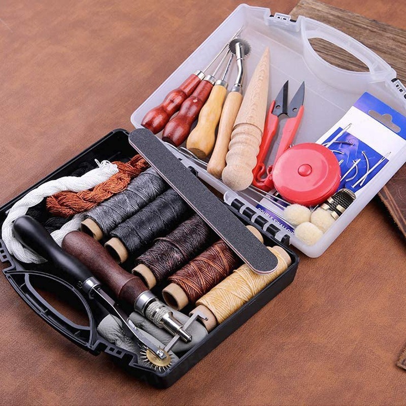 DIYレザークラフト手縫いツールキット基本革細工セット プリ - Leatherwork Tool Kit のレビューと価格