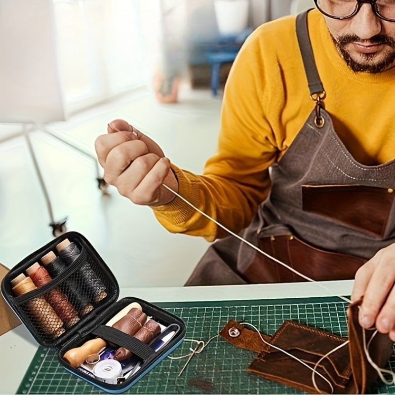 [革作業キット] 革縫製キット、大きな目針、ワックス糸、革張 - Leatherwork Tool Kit のレビューと価格