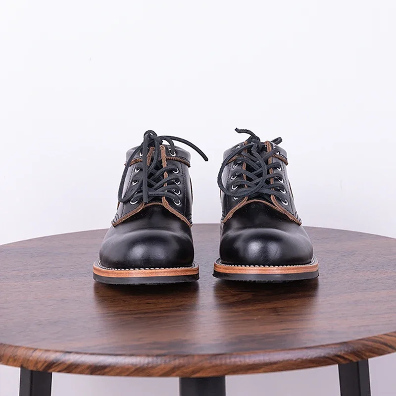 男性用ブラックティーコア牛革ワークブーツ,耐摩耗性,丸いつま - Youtube Leatherwork のレビューと価格