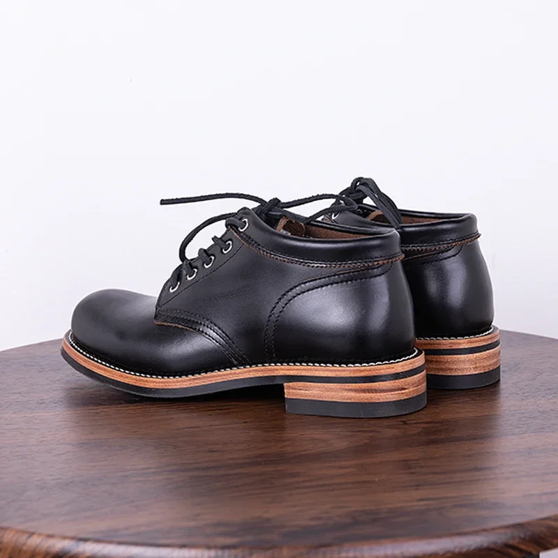 男性用ブラックティーコア牛革ワークブーツ,耐摩耗性,丸いつま - Youtube Leatherwork のレビューと価格