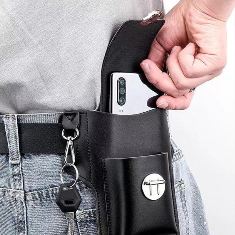 男性用多機能合成皮革ウエストバッグ、携帯電話財布、屋外旅行、 - Leatherwork Wallet のレビューと価格
