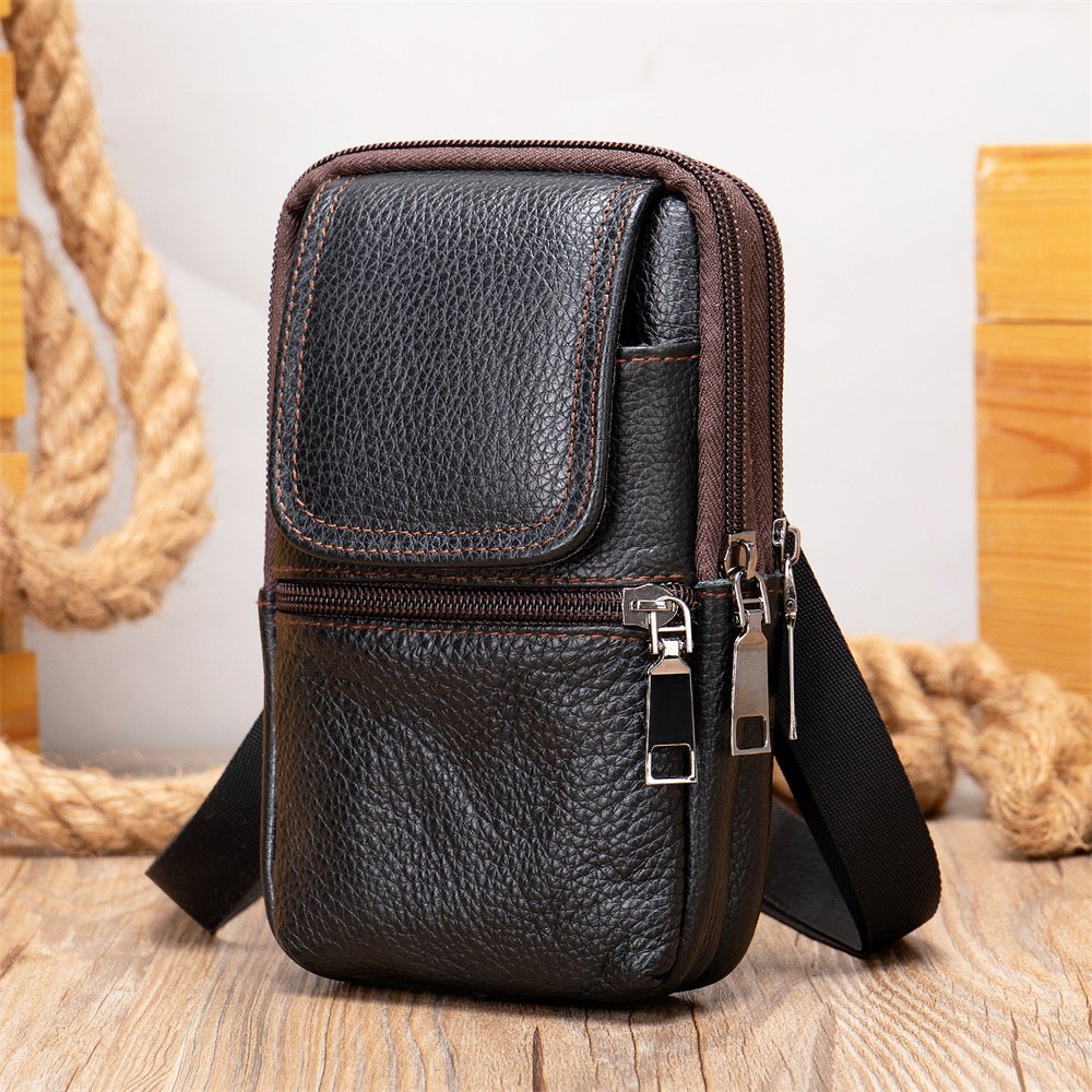 多用途カジュアルクロスボディバッグ、レトロ本革携帯電話ウエス - Leatherwork Fasteners のレビューと価格