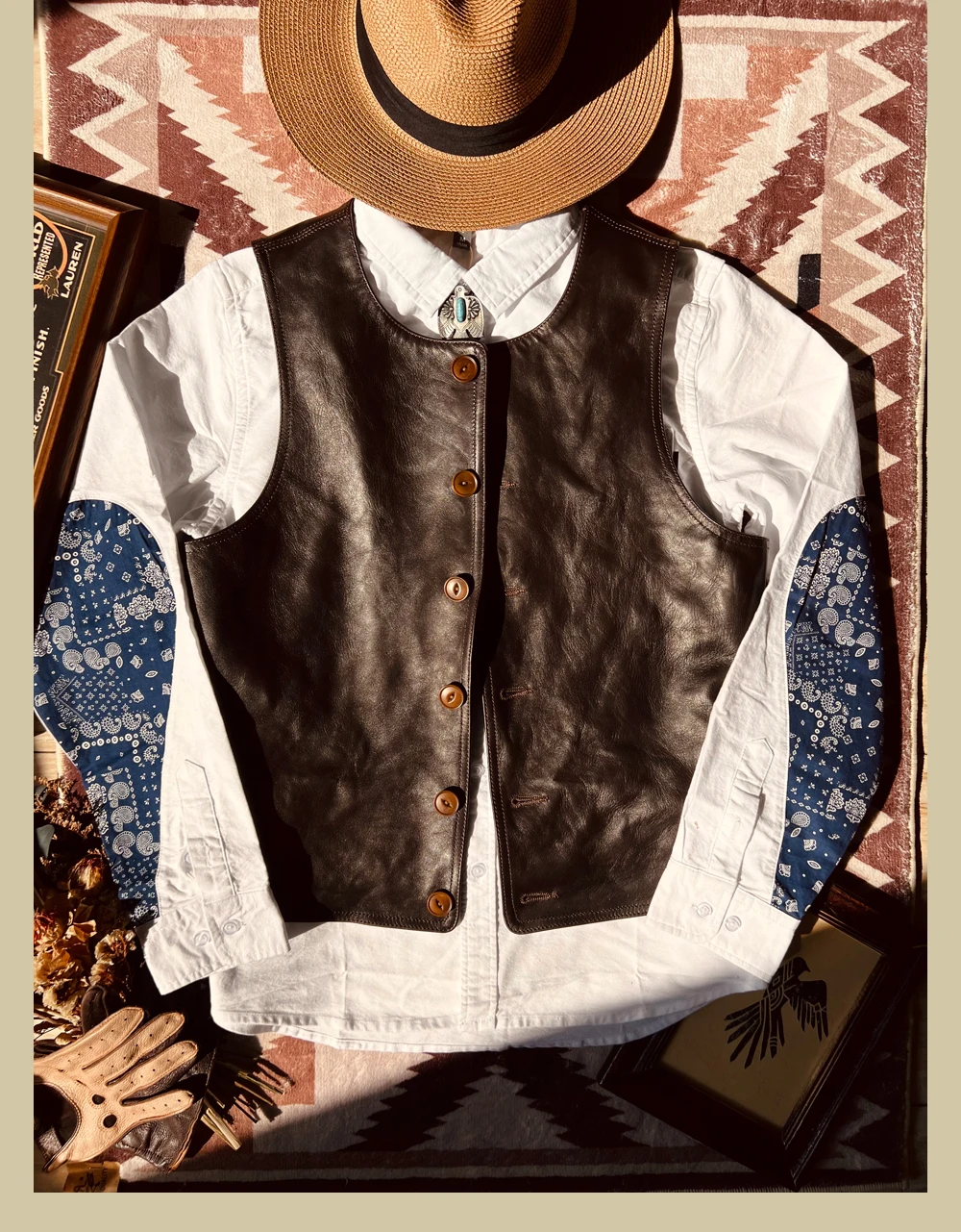 男性用日本のヴィンテージレザーベスト,スリムフィット,牛革, - Leather Work Vest For Men のレビューと価格