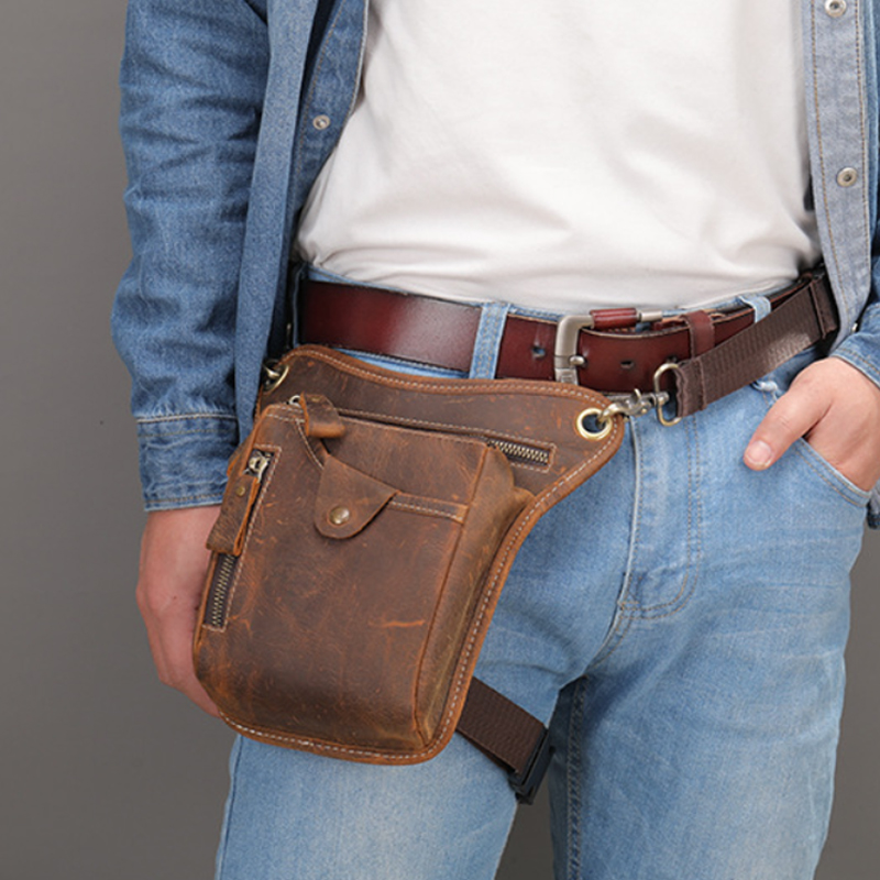 ヴィンテージPUレザーウエストパックドロップレッグバッグ男女 - Leatherwork Fasteners のレビューと価格
