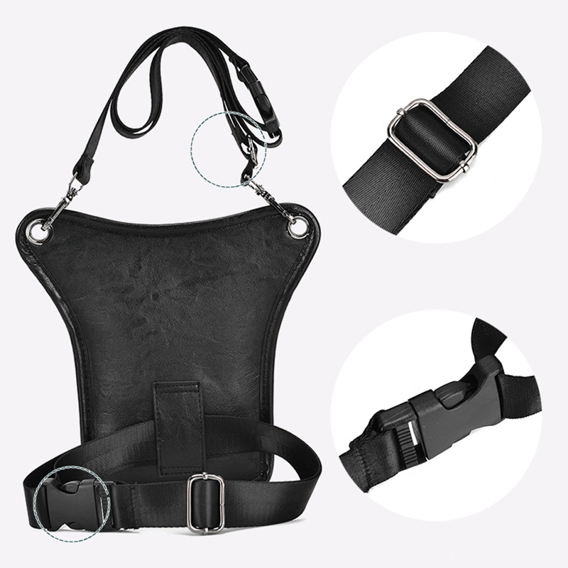 ヴィンテージPUレザーウエストパックドロップレッグバッグ男女 - Leatherwork Fasteners のレビューと価格